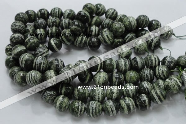 CSJ07 15.5 inches 16mm round green silver line jasper beads wholesale