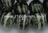 CSJ08 15.5 inches 18mm round green silver line jasper beads wholesale