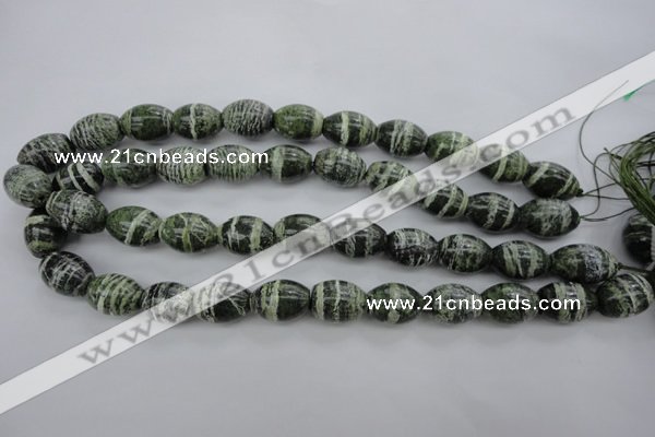 CSJ102 15.5 inches 13*18mm rice green silver line jasper beads