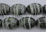 CSJ103 15.5 inches 15*20mm rice green silver line jasper beads