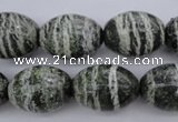 CSJ103 15.5 inches 15*20mm rice green silver line jasper beads