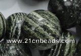 CSJ11 15.5 inches 25mm round green silver line jasper beads wholesale