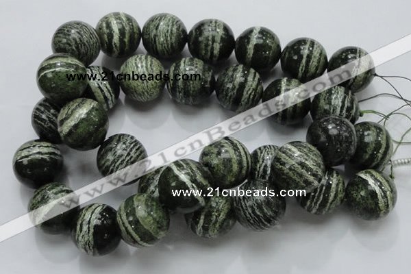 CSJ11 15.5 inches 25mm round green silver line jasper beads wholesale