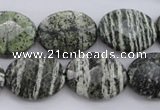 CSJ113 15.5 inches 15*20mm faceted oval green silver line jasper beads