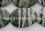 CSJ114 15.5 inches 22*30mm faceted oval green silver line jasper beads