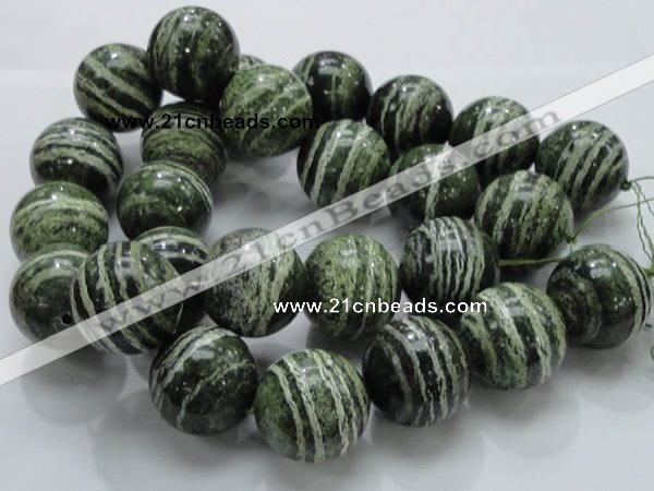 CSJ12 15.5 inches 30mm round green silver line jasper beads wholesale