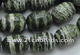 CSJ16 15.5 inches 13*18mm egg-shaped green silver line jasper beads