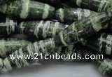 CSJ19 15.5 inches 10*30mm rice green silver line jasper beads