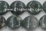 CSJ202 15.5 inches 20mm flat round serpentine jade gemstone beads