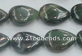 CSJ203 15.5 inches 15*20mm flat teardrop serpentine jade gemstone beads