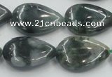 CSJ204 15.5 inches 18*25mm flat teardrop serpentine jade gemstone beads