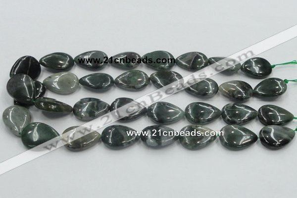 CSJ204 15.5 inches 18*25mm flat teardrop serpentine jade gemstone beads