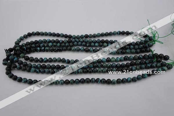 CSJ210 15.5 inches 6mm round dyed green silver line jasper beads