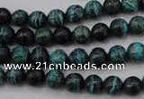 CSJ211 15.5 inches 8mm round dyed green silver line jasper beads