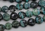 CSJ214 15.5 inches 10mm flat round dyed green silver line jasper beads