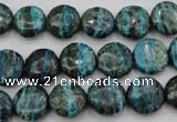 CSJ215 15.5 inches 12mm flat round dyed green silver line jasper beads