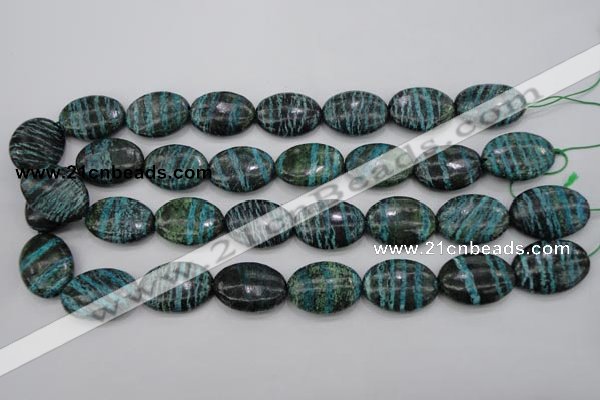 CSJ228 15.5 inches 18*25mm oval dyed green silver line jasper beads