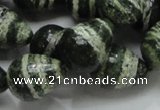 CSJ23 15.5 inches 15*20mm teardrop green silver line jasper beads