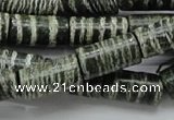 CSJ24 15.5 inches 10*20mm column green silver line jasper beads