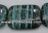 CSJ248 15.5 inches 30*40mm rectangle dyed green silver line jasper beads