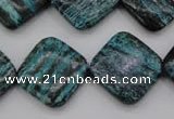 CSJ255 15.5 inches 20*20mm diamond dyed green silver line jasper beads