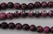 CSJ262 15.5 inches 8mm round dyed green silver line jasper beads