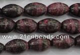 CSJ271 15.5 inches 10*14mm rice dyed green silver line jasper beads