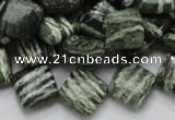 CSJ30 15.5 inches 12*12mm diamond green silver line jasper beads