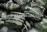 CSJ32 15.5 inches 20*20mm diamond green silver line jasper beads