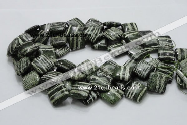 CSJ32 15.5 inches 20*20mm diamond green silver line jasper beads