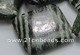 CSJ34 15.5 inches 40*40mm diamond green silver line jasper beads