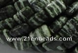 CSJ36 15.5 inches 10*14mm rectangle green silver line jasper beads