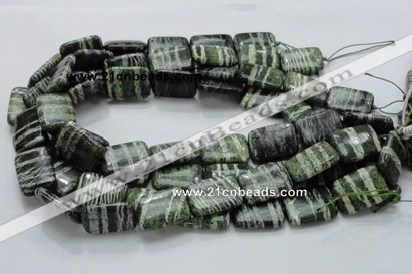 CSJ38 15.5 inches 18*25mm rectangle green silver line jasper beads