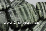 CSJ40 15.5 inches 30*40mm rectangle green silver line jasper beads