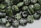 CSJ41 15.5 inches 10mm flat round green silver line jasper beads