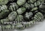 CSJ50 15.5 inches 8*12mm oval green silver line jasper beads