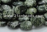 CSJ51 15.5 inches 10*14mm oval green silver line jasper beads