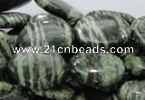 CSJ54 15.5 inches 18*25mm oval green silver line jasper beads