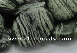 CSJ55 15.5 inches 22*30mm oval green silver line jasper beads