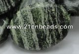 CSJ56 15.5 inches 30*40mm oval green silver line jasper beads