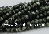 CSJ62 15.5 inches 4mm faceted round green silver line jasper beads