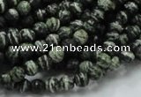 CSJ63 15.5 inches 6mm faceted round green silver line jasper beads