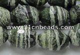 CSJ74 15.5 inches 15*20mm faceted rice green silver line jasper beads