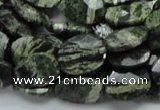 CSJ78 15.5 inches 12*16mm faceted oval green silver line jasper beads