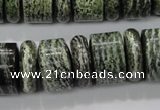 CSJ85 15.5 inches 6*18mm & 12*18mm rondelle green silver line jasper beads