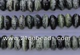 CSJ88 15.5 inches 5*10mm rondelle green silver line jasper beads
