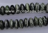 CSJ89 15.5 inches 6*12mm rondelle green silver line jasper beads