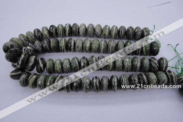 CSJ93 15.5 inches 10*20mm faceted rondelle green silver line jasper beads