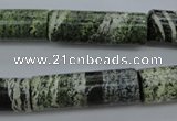 CSJ98 15.5 inches 10*30mm tube green silver line jasper beads