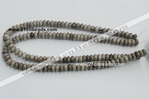 CSL02 15.5 inches 5*10mm rondelle silver leaf jasper beads wholesale